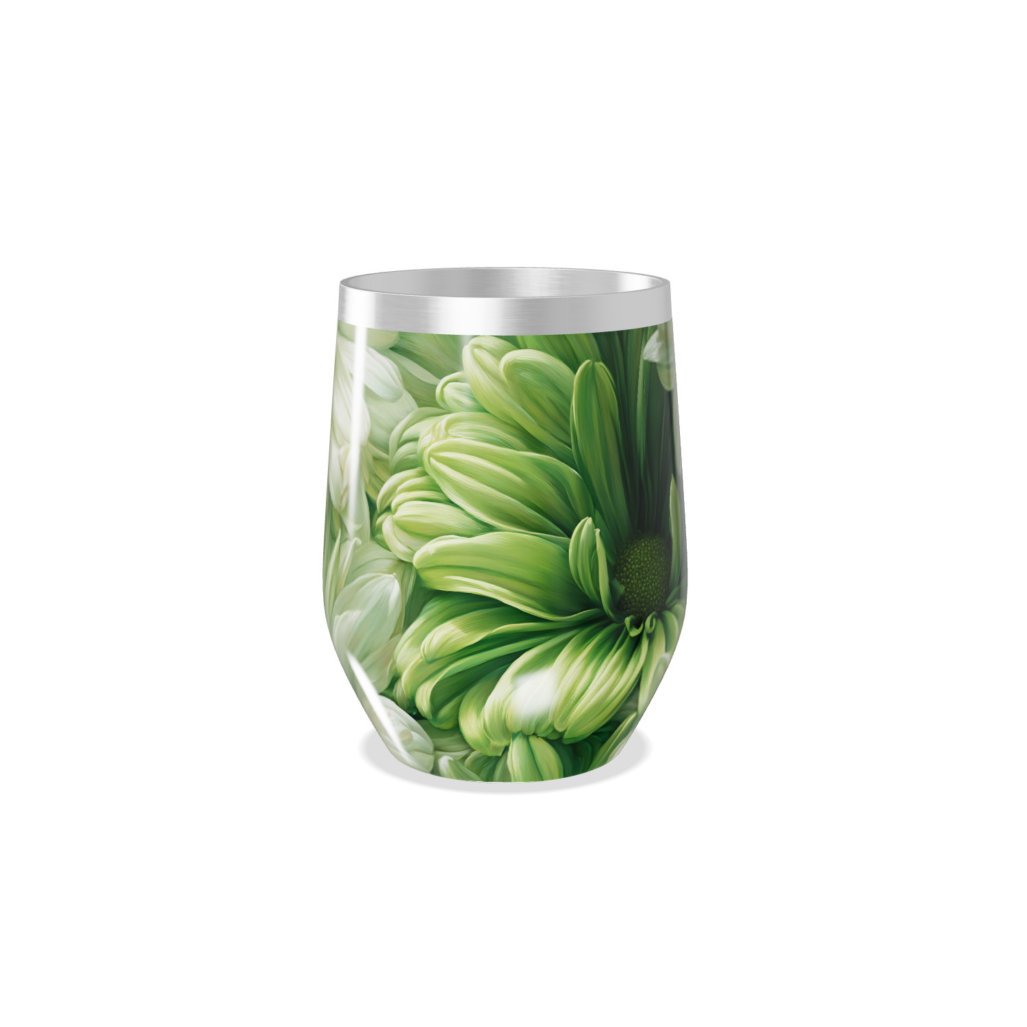 COPO TÉRMICO SLIM   FLORAL VERDE INOX