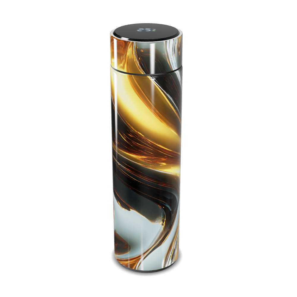 GARRAFA TÉRMICA TOUCH   PRETO E DOURADO COM DISPLAY