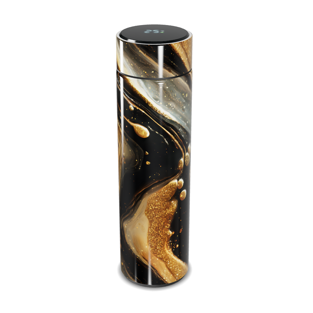 GARRAFA TÉRMICA TOUCH   PRETA COM DOURADO DIGITAL