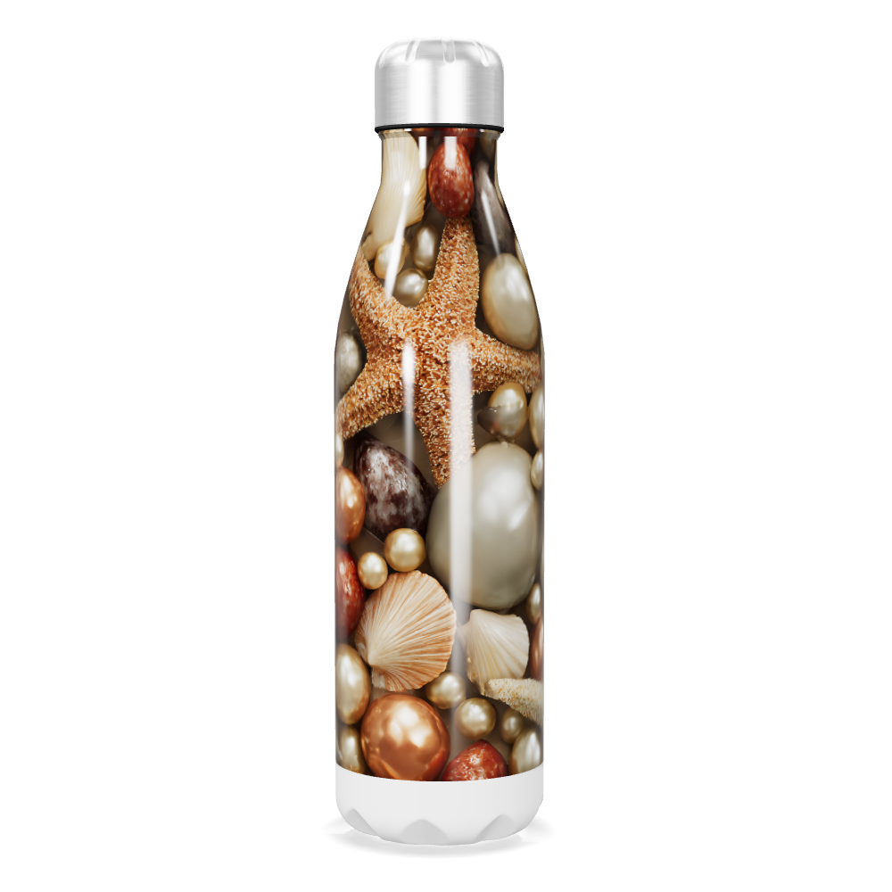 GARRAFA INOX   ESTAMPA CONCHAS E ESTRELAS
